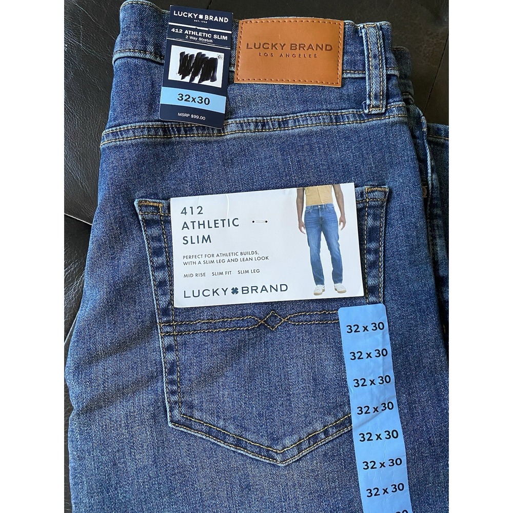 Lucky Brand Men's 412 Athletic Slim 2 Way Stretch Jeans Blue 32W x 30L